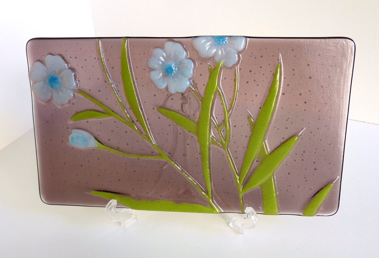 Fused Glass Floral Art Plate