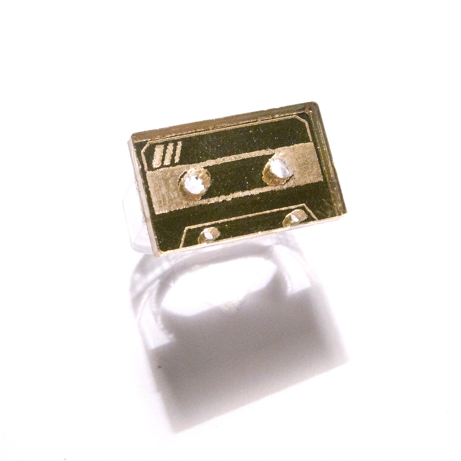 cassette tape ring (gold mirror)
