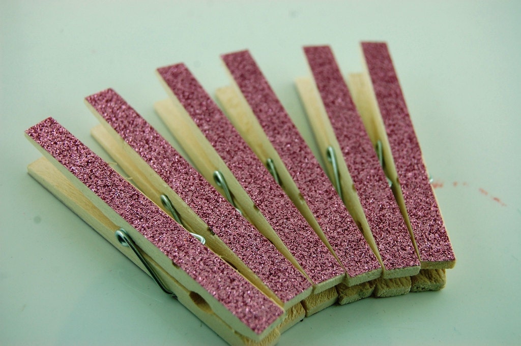 Pink Glitter Fancy Clothespins Magnets Set of 6 Il_170x135