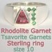 Raspberry Garnet and Tsavorite Garnets Handmade Sterling Silver Ring size 10