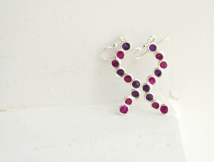 Plum Purple Dangle Bubble Earrings in Sterling Silver, Eco Friendly Paper Jewel Tone Dangle earrings....