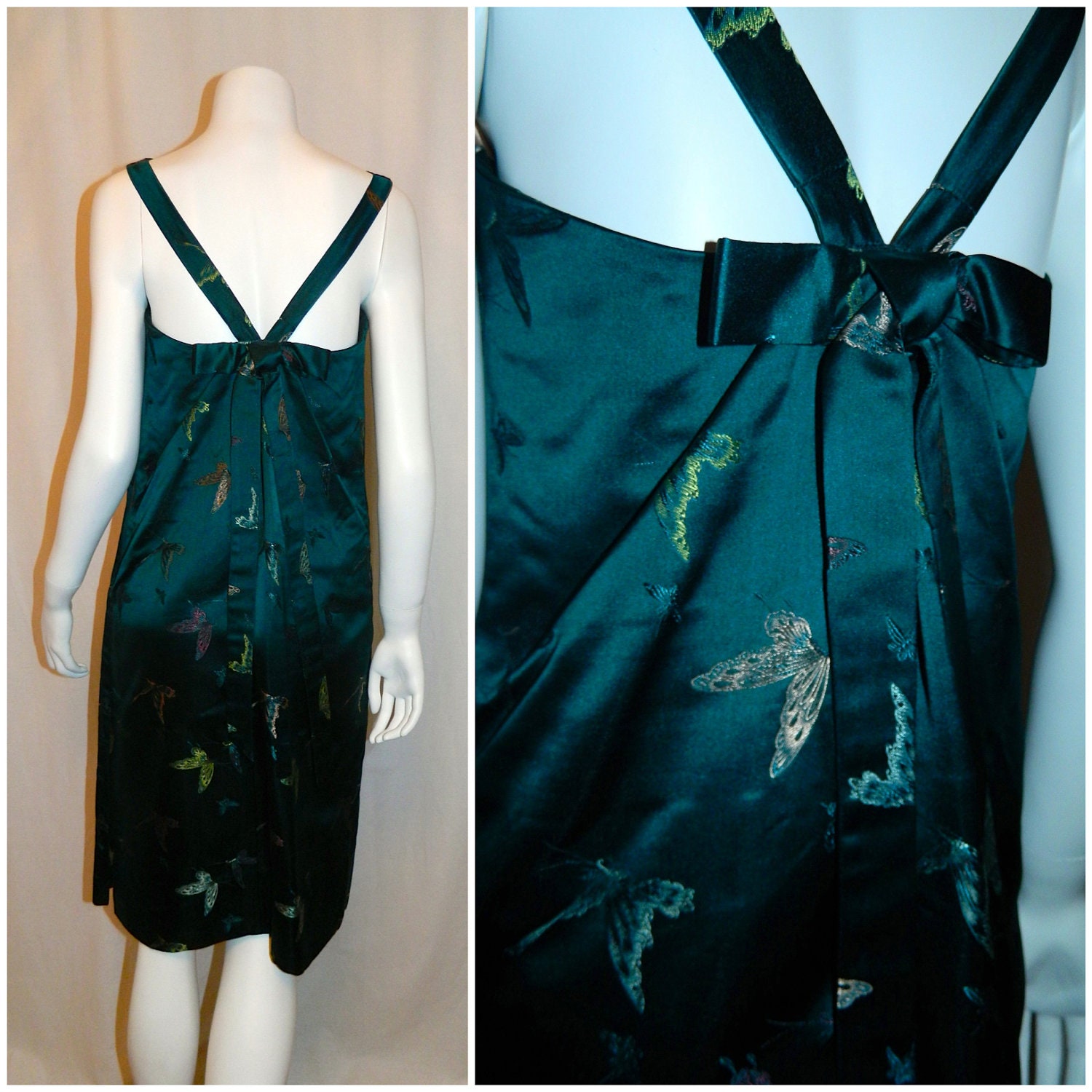 vintage 1960s dress butterfly brocade 60s wiggle dress cheongsam XS