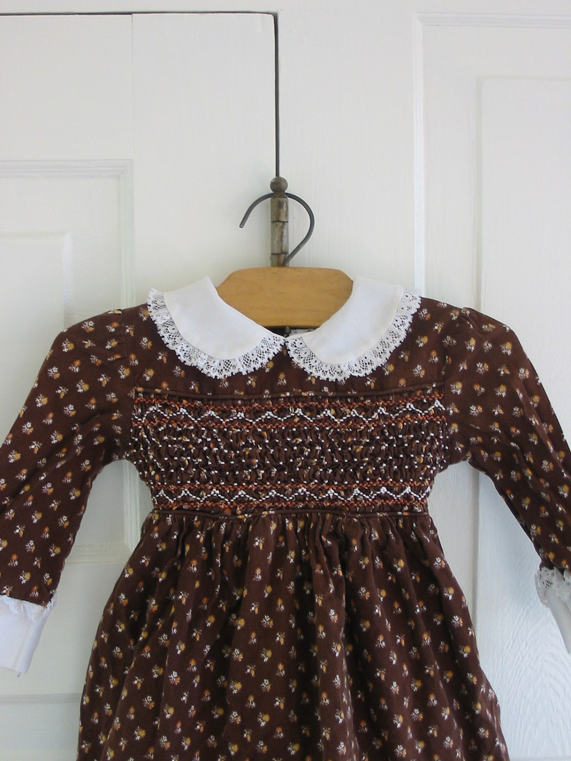 Girl Dress Children Clothes Smocked Fall Autumn Brown 12 Months