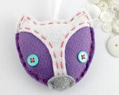 Felt Fox Ornament Purple Embroidery Xmas Cute