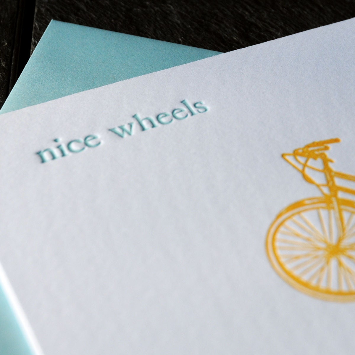 Nice Wheels Letterpress Bike Card