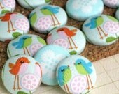 Sweet Tweets. . . Set of 16 Fabric Push pins. Decorator Thumbtacks. Teacher Graduation Gift