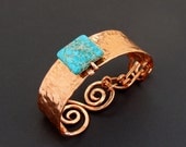 Copper and Aqua Sea Sediment Jasper Cuff Bracelet