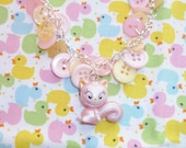 Pink No Corisu - Pink Squirrel Button Charm Necklace