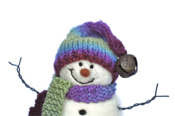Needle Felted Snowman - Wool Snowmen - Christmas 109