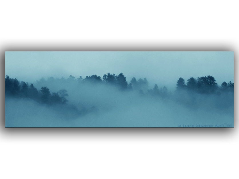 Nature Photography -Minimalist Art -Fog -6x18 Print -Blue Mountain -Panoramic Photo -Nature Photography -Colorado Fine Art Photography