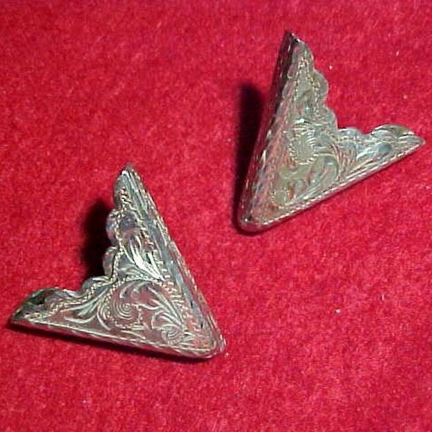Vintage Sterling Silver Engraved Collar Tips