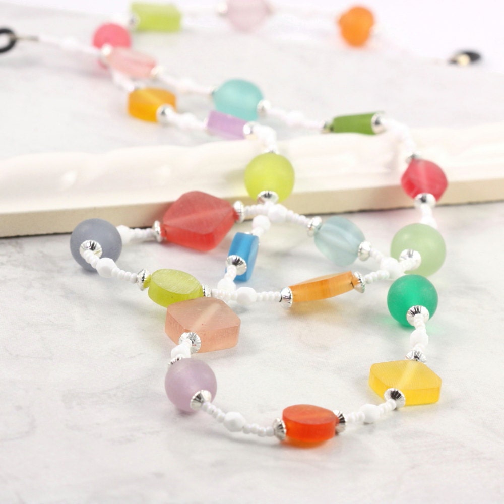 Beaded Eyeglass Lanyard Spring Fashion Pink Blue Green Lavender Pastel