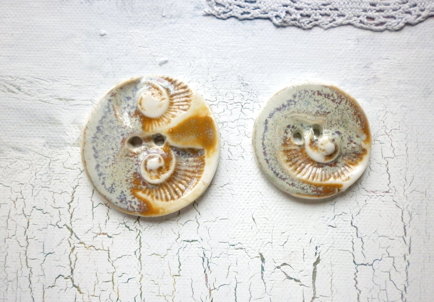 Rock Pool, A set of two handmade ceramic sew on buttons