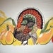 Vintage Thanksgiving Harvest Tablecloth  Large   Fall Turkey Corn Pumpkin  HTF