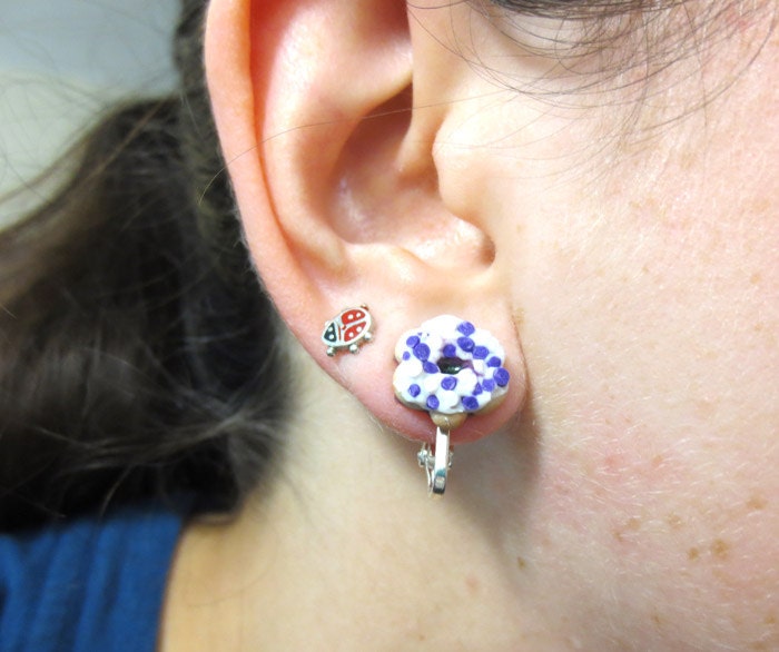 Berry Donut Clip on Earrings