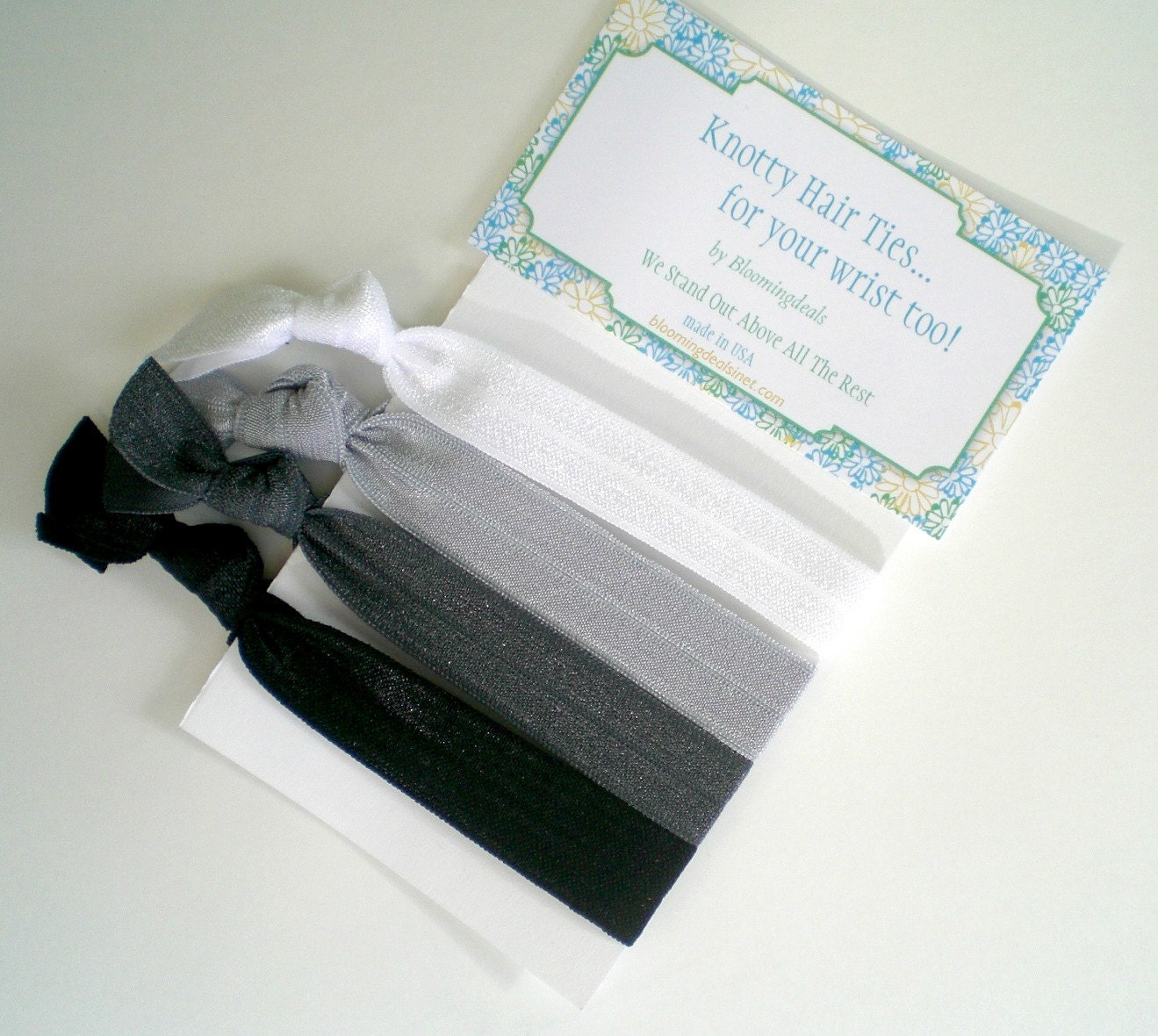 No Tug Elastic Hair Ties Ponytail Holder Doubles as a Fashion Trendy Bracelet Set of 4 Little Black Dress
