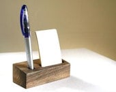 Black Walnut Combination Business Card Pen Holder