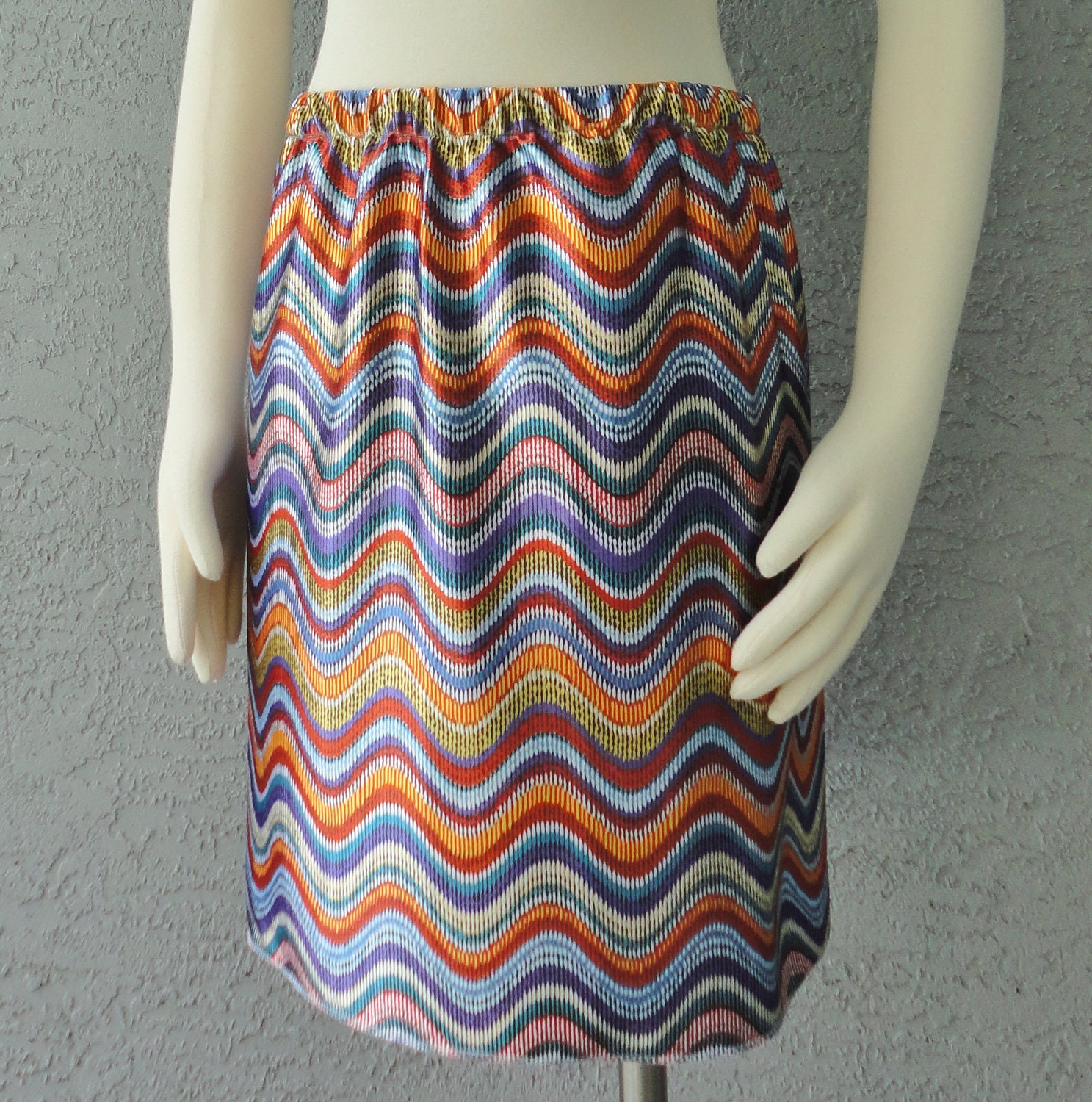 Zigzag Jersey Print Colorful Skirt Or Top Great For Summer