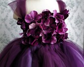 Flower girl dress Deep Purple and Lavender tutu dress, flower top, hydrangea top, toddler tutu dress