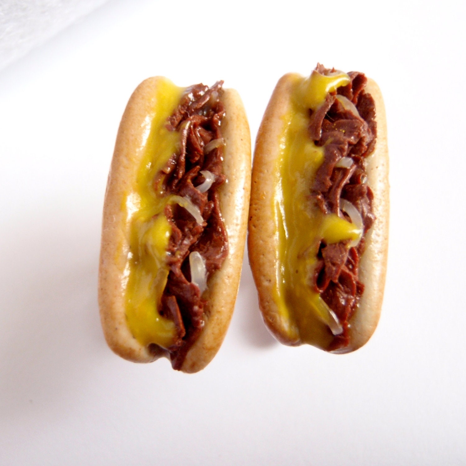 Philly Cheese Steak Submarine Sandwich Cufflinks -  Miniature Food Art Jewelry Collectable - Schickie Mickie Original