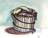 Cat on a cake - Siamese Cat Art Print - 8 x 8 inch