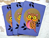 Owl Playing Cards, Indigo Owls- Vintage Playing Cards, Set of 6