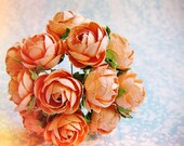 Apricot Garden Roses Vintage style Millinery Flower Bouquet - for decorating, gift wrapping, weddings, party supply, holiday