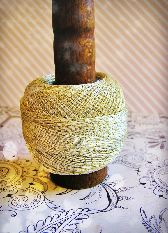 Ivory and Gold full spool glitter twine trimming petite tinsel - embellishment, party, holiday, wedding, scrapbook, novelty