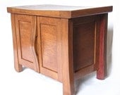 Elf, small oak cabinet bench recycled wine fermentation tanks, shoe storage
