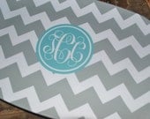Personalized Melamine Platter Chevron with circle mono SALE