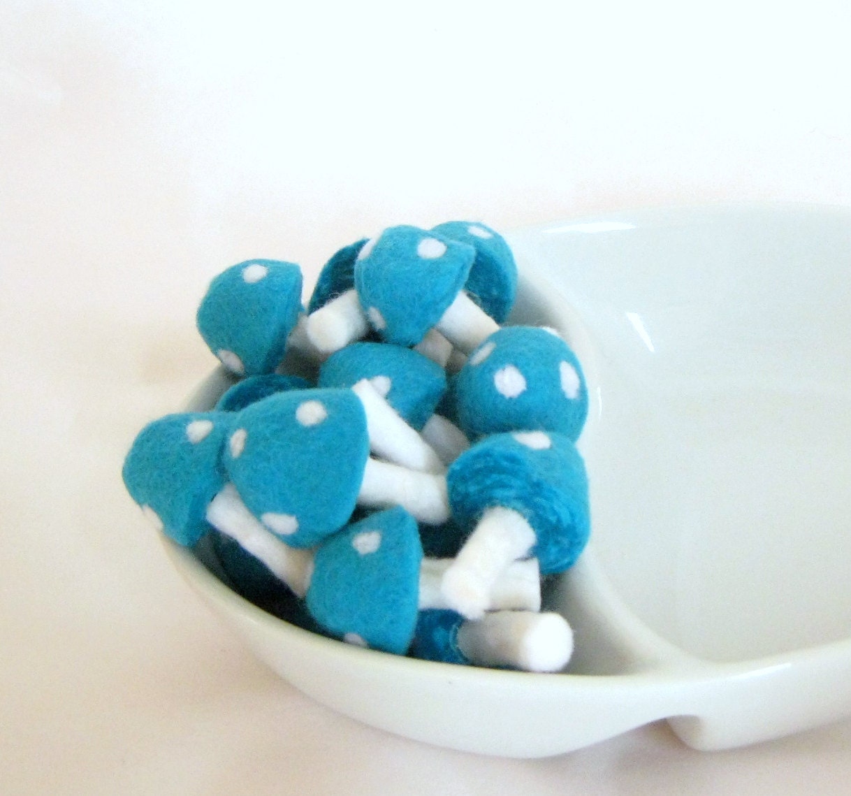 ON SALE - Needle Wool Felted 20 Turquoise Toadstools Mushrooms -Home Decor - was 48 dollars now 35 dollars