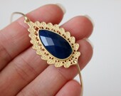 Dark blue and gold bangle 14kt gold filled - custom size