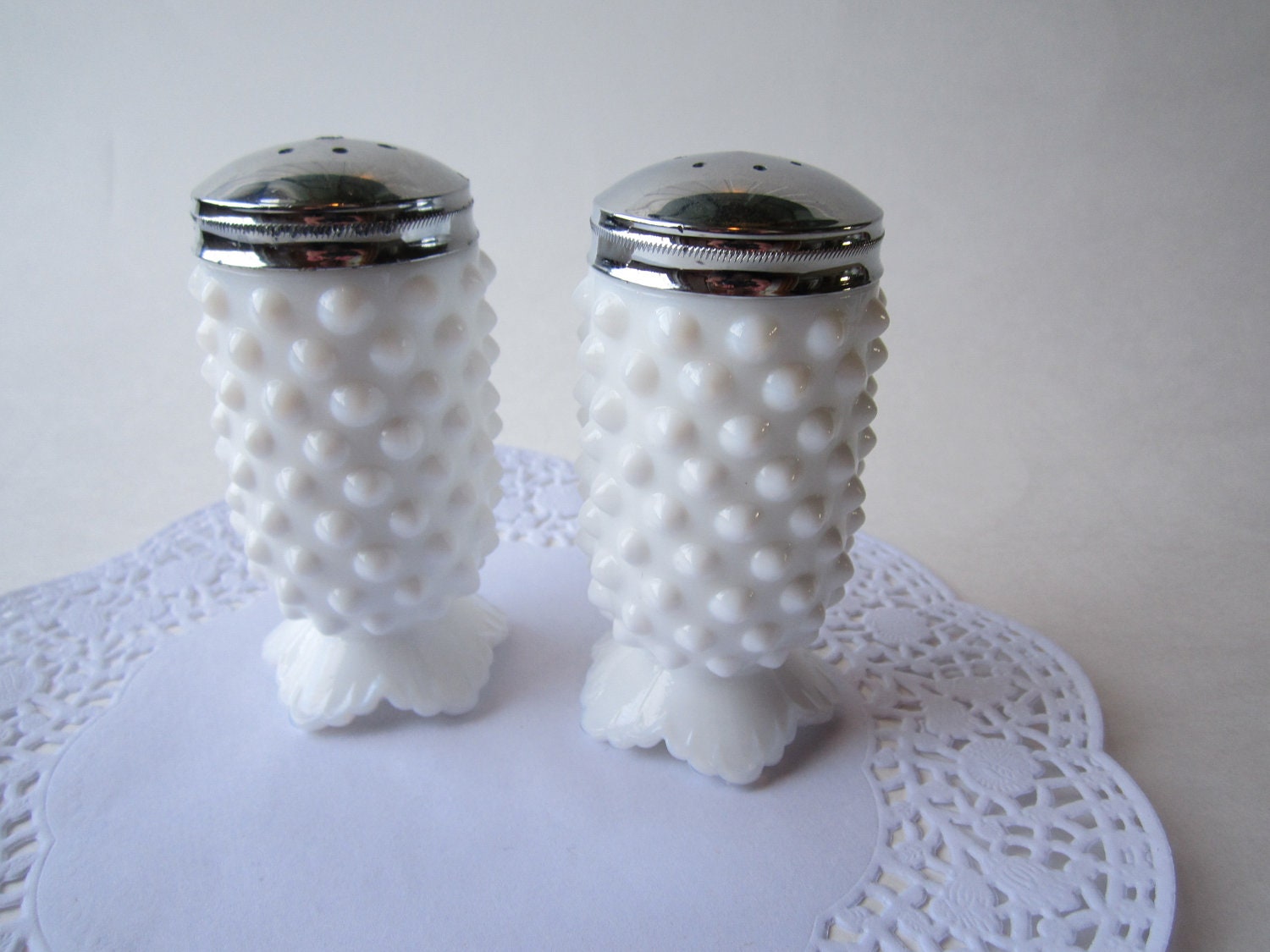 Vintage Fenton Milk Glass Hobnail Salt and Pepper Shakers