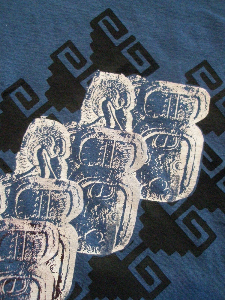 Hemp Mens T-shirt Mayan Glyph Aztec Pattern