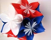 Large Kusudama Flower Ball in Red, White and Blue