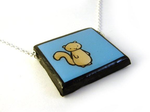 Blue Squirrel Necklace