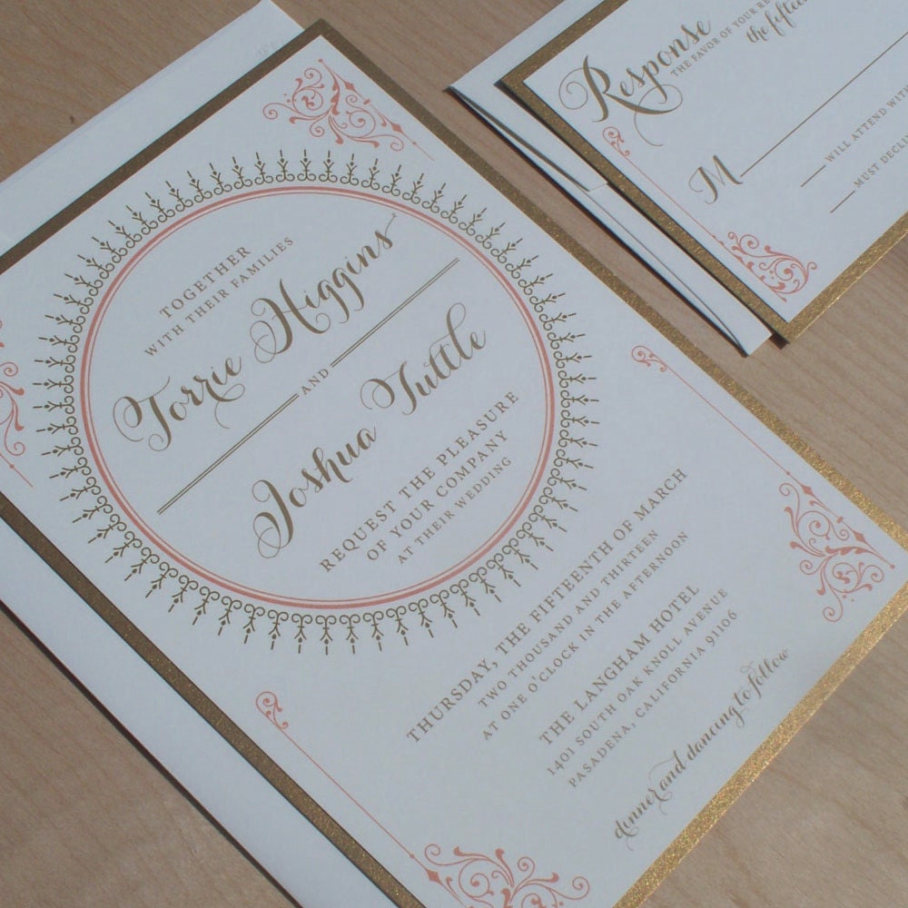 Vintage Romance Wedding Invitation, Shabby Chic, Vintage Elegance Invitation, Ornamental invitation, Whimsy invitation