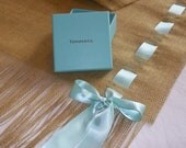 Burlap and Tiffany Blue Ribbon Runner