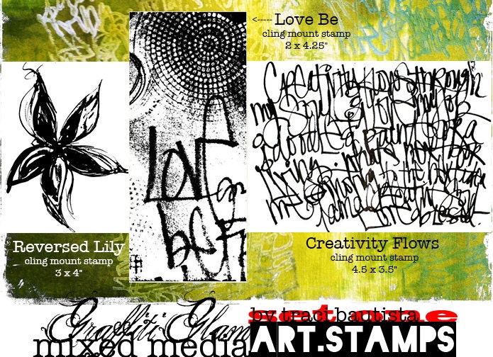 Graffiti Glam rubber stamps limited edition SET ONE