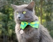 Cat Bow - Modern Cat Accessories - Green, Teal, Yellow Pastel
