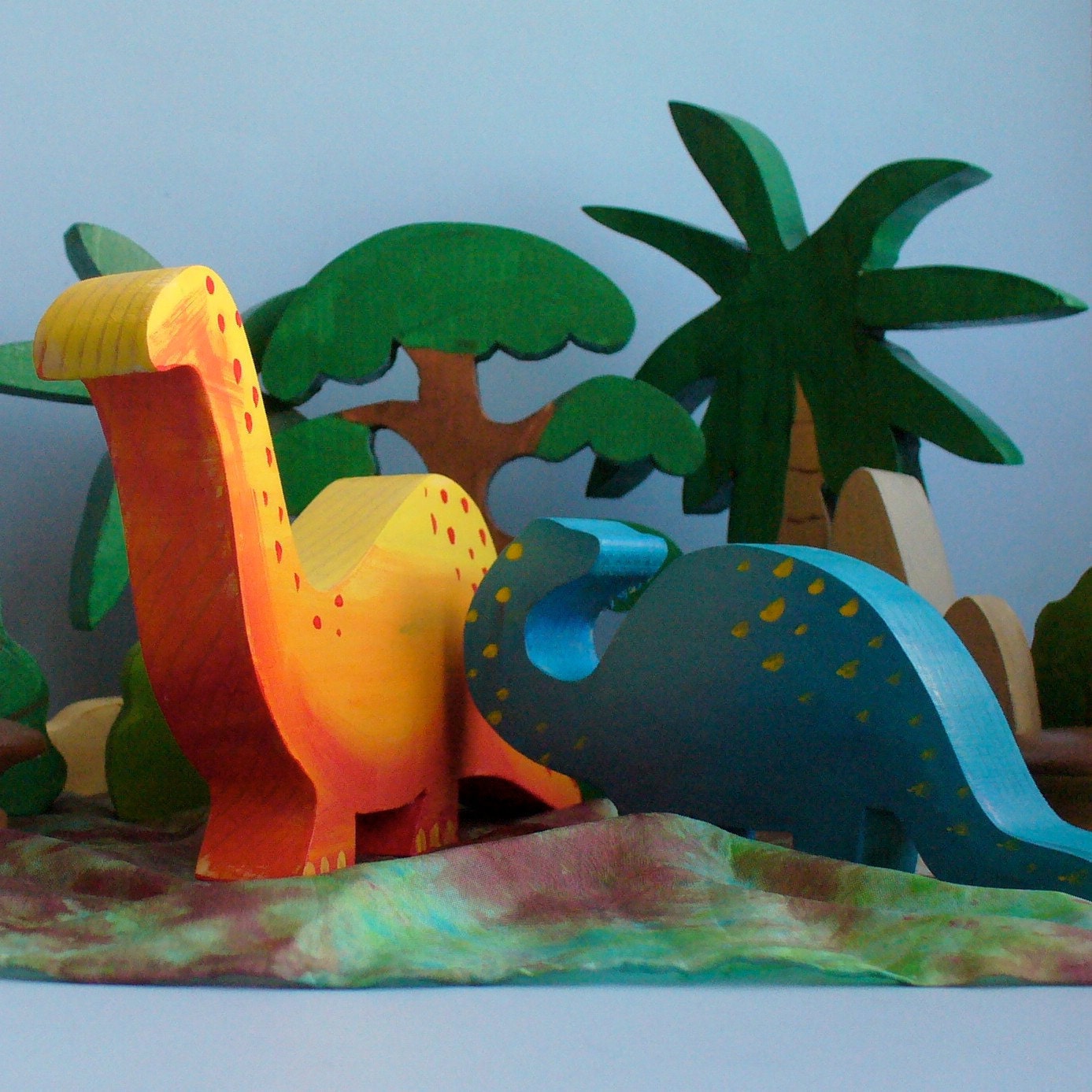 Waldorf Toys Wooden Dino - Dinosaur Set 1 - Wooden Toy