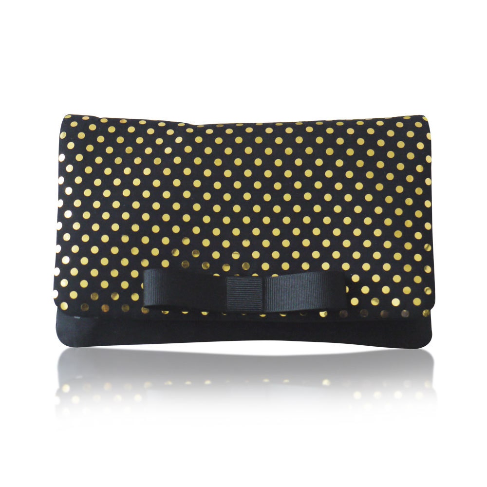 Mirror gold and black polka dot Dazzle coin purse