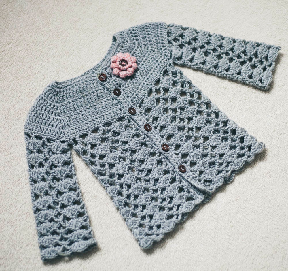 Instant download - Crochet Cardigan PATTERN (only pdf file) - Sweet Little Cardigan (sizes 0-6,6-12,1-2,3-4)