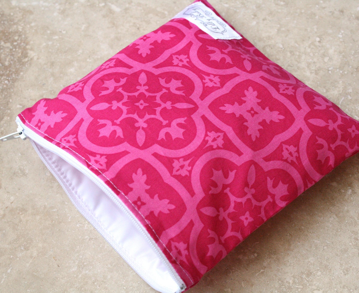 NEW - Eco Friendly - Sandwich Bag - Pink Mosaic - Zip Closure - Zippered Pouch