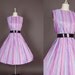 vintage 1950s dress 50s dress full skirt striped pastel party plus size