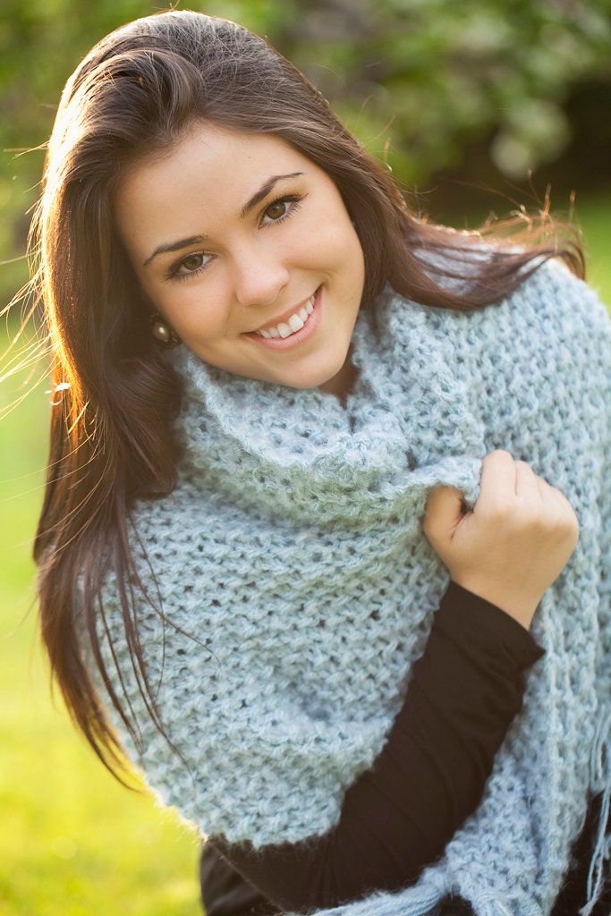 Pastel Blue..... Big scarf or wool shawl