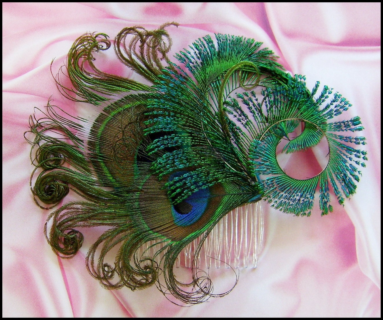 Items similar to Peacock feather hair comb, bridal hair accessories