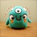 Five Eyed Turquoise Alien WOOLY OOAK Ready to Ship