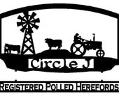 Custom Metal Farm Sign with Cow and Tractor (E 12)