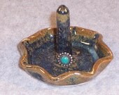 Ring Bowl Holder Ceramic Ring Dish Catcher Blue Purple and Brown Wheel thrown Stoneware  Ceramics Pottery